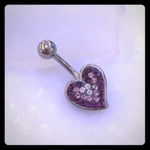 Multi gem Purple Heart Belly Button Ring 💜 14 Gauge Navel Ring Surgical Steel